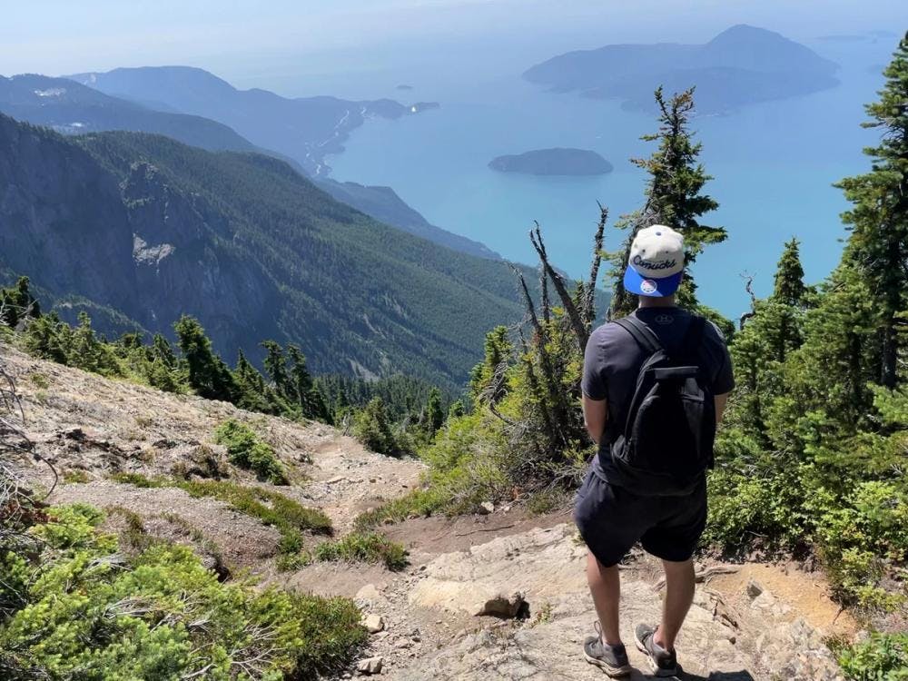 Kieran on a hike looking out over the Howe Sound