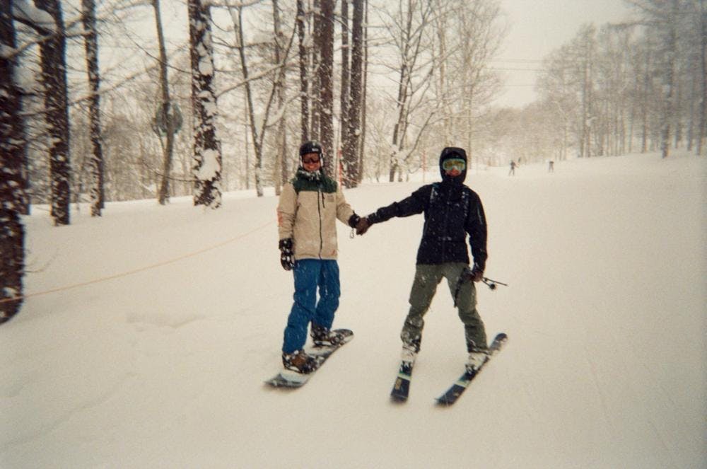 Jonah and a friend skiing